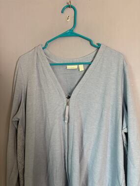 Logo Lounge Women's Blue Zip Front Cardigan Lace Panels 1X